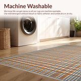 Ultra Soft Area Rug, Non Slip, Stain Resistant, Washable Area Rugs for Living Room, Bedroom, Dynamic Colorful Lattice Appeal(Orange)
