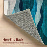 Ultra Soft Area Rug, Non Slip, Stain Resistant, Washable Area Rugs for Living Room, Bedroom, Chic Modern Grey Swirl Patterns(Blue)