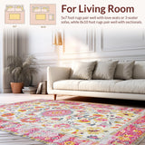 Ultra Soft Area Rug, Non Slip, Stain Resistant, Washable Area Rugs for Living Room, Bedroom, Soft Yellow Petal Accents(White)