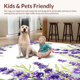 Ultra Soft Area Rug, Non Slip, Stain Resistant, Washable Area Rugs for Living Room, Bedroom, Soft Dreamy Floral Elegance(Purple)