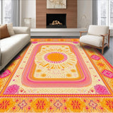 Ultra Soft Area Rug, Non Slip, Stain Resistant, Washable Area Rugs for Living Room, Bedroom, Enchanting Colorful Dreamscape Theme(Orange)