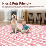 Ultra Soft Area Rug, Non Slip, Stain Resistant, Washable Area Rugs for Living Room, Bedroom, Preppy Pastel Bow Aesthetic(Pink)