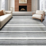 Ultra Soft Area Rug, Non Slip, Stain Resistant, Washable Area Rugs for Living Room, Bedroom, KaHouen Chic Striped Pattern Rug for Front Door and Deck Area(Black)