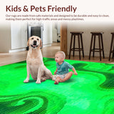 Ultra Soft Area Rug, Non Slip, Stain Resistant, Washable Area Rugs for Living Room, Bedroom, Eclectic Soft Plush Visual Harmony(Green)