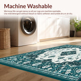 Ultra Soft Area Rug, Non Slip, Stain Resistant, Washable Area Rugs for Living Room, Bedroom, Teal Marble Boho(Blue)