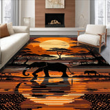 Ultra Soft Area Rug, Non Slip, Stain Resistant, Washable Area Rugs for Living Room, Bedroom, Rustic Warm Toned Abstract Art(Brown)