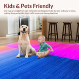 Ultra Soft Area Rug, Non Slip, Stain Resistant, Washable Area Rugs for Living Room, Bedroom, Playful Modern Tiled Arrangement(Orange)