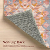 Ultra Soft Area Rug, Non Slip, Stain Resistant, Washable Area Rugs for Living Room, Bedroom, Boho Chic: Pastel-Toned Geometric Area Rug, Non-Slip(Pink)