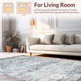 Ultra Soft Area Rug, Non Slip, Stain Resistant, Washable Area Rugs for Living Room, Bedroom, Serene Gray Tapestry Motif(Gray)