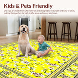 Ultra Soft Area Rug, Non Slip, Stain Resistant, Washable Area Rugs for Living Room, Bedroom, Floral Inspired Yellow Decorative Floor for Homes(Yellow)
