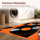 Ultra Soft Area Rug, Non Slip, Stain Resistant, Washable Area Rugs for Living Room, Bedroom, Artistic Semi-Circle Record Design(Black)