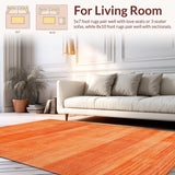 Ultra Soft Area Rug, Non Slip, Stain Resistant, Washable Area Rugs for Living Room, Bedroom, Sophisticated Simple Textural Element(Orange)