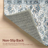 Ultra Soft Area Rug, Non Slip, Stain Resistant, Washable Area Rugs for Living Room, Bedroom, Vintage Floral Grey Aesthetic(White)