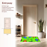 Ultra Soft Area Rug, Non Slip, Stain Resistant, Washable Area Rugs for Living Room, Bedroom, Interactive Child-Friendly Dinosaur Design(Green)