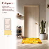 Ultra Soft Area Rug, Non Slip, Stain Resistant, Washable Area Rugs for Living Room, Bedroom, Charming Vintage Flower Arrangement(Yellow)