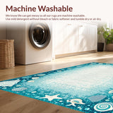 Ultra Soft Area Rug, Non Slip, Stain Resistant, Washable Area Rugs for Living Room, Bedroom, Serene Blue Tidal Wave Pattern(Blue)