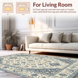 Ultra Soft Area Rug, Non Slip, Stain Resistant, Washable Area Rugs for Living Room, Bedroom, Rustic Neutral Geometric Fusion(Beige)