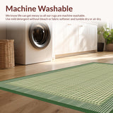 Ultra Soft Area Rug, Non Slip, Stain Resistant, Washable Area Rugs for Living Room, Bedroom, Rustic Vintage Striped Elegance(Green)