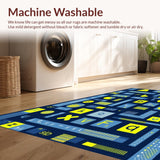 Ultra Soft Area Rug, Non Slip, Stain Resistant, Washable Area Rugs for Living Room, Bedroom, Stylish Alphabetic Whirl Pattern(Blue)