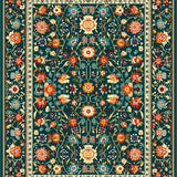 Chic Green Floral Motif(Green)