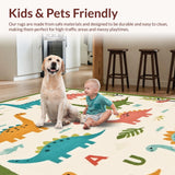 Ultra Soft Area Rug, Non Slip, Stain Resistant, Washable Area Rugs for Living Room, Bedroom, Joyful ABC Dinosaur Visual Delight(Ivory)