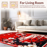 Ultra Soft Area Rug, Non Slip, Stain Resistant, Washable Area Rugs for Living Room, Bedroom, Vibrant Cherry Blossom Aesthetic(Red)