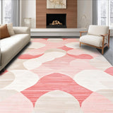 Ultra Soft Area Rug, Non Slip, Stain Resistant, Washable Area Rugs for Living Room, Bedroom, Dusty Rose and Cream Abstract Area With Geometric Flow Design(Red)