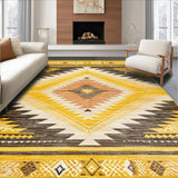 Ultra Soft Area Rug, Non Slip, Stain Resistant, Washable Area Rugs for Living Room, Bedroom, Vintage Tribal Patterned Aesthetic(Yellow)