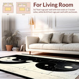 Ultra Soft Area Rug, Non Slip, Stain Resistant, Washable Area Rugs for Living Room, Bedroom, Zen Inspired Circular Artistry(Black)