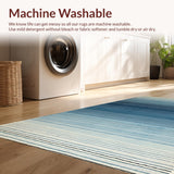 Ultra Soft Area Rug, Non Slip, Stain Resistant, Washable Area Rugs for Living Room, Bedroom, Soft Striped Area Rug: Contemporary Ombre Carpet(Blue)