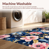 Ultra Soft Area Rug, Non Slip, Stain Resistant, Washable Area Rugs for Living Room, Bedroom, Artful Ogee Floral Aesthetic(Blue)