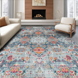 Ultra Soft Area Rug, Non Slip, Stain Resistant, Washable Area Rugs for Living Room, Bedroom, Vintage Grey Floral Elegance(Gray)