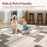 Ultra Soft Area Rug, Non Slip, Stain Resistant, Washable Area Rugs for Living Room, Bedroom, Contemporary Soft Earthy Textured Motif(Beige)