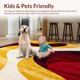 Ultra Soft Area Rug, Non Slip, Stain Resistant, Washable Area Rugs for Living Room, Bedroom, Burgundy Swirl Kitchen Rug Set Abstract Art Foam Floor Carpet Piece(Yellow)