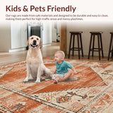 Ultra Soft Area Rug, Non Slip, Stain Resistant, Washable Area Rugs for Living Room, Bedroom, Minimalist Ethnic Diamond Pattern(Orange)