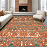 Ultra Soft Area Rug, Non Slip, Stain Resistant, Washable Area Rugs for Living Room, Bedroom, Unique Colorful Geometric Arrangement(Orange)