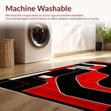 Ultra Soft Area Rug, Non Slip, Stain Resistant, Washable Area Rugs for Living Room, Bedroom, Dynamic Red and Black Patterns(Red)