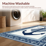 Ultra Soft Area Rug, Non Slip, Stain Resistant, Washable Area Rugs for Living Room, Bedroom, Coastal Gray Distressed Waves(Blue)