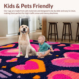 Ultra Soft Area Rug, Non Slip, Stain Resistant, Washable Area Rugs for Living Room, Bedroom, Vivid Whimsical Pink Color Splash(Purple)