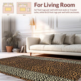 Ultra Soft Area Rug, Non Slip, Stain Resistant, Washable Area Rugs for Living Room, Bedroom, Elegant Warm Toned Animal Design(Brown)