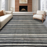 Ultra Soft Area Rug, Non Slip, Stain Resistant, Washable Area Rugs for Living Room, Bedroom, Black White Striped Rug, Contemporary Design(Black)