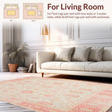 Ultra Soft Area Rug, Non Slip, Stain Resistant, Washable Area Rugs for Living Room, Bedroom, Antique Style Beige Accent with Subtle Floral Details(Beige)
