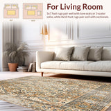 Ultra Soft Area Rug, Non Slip, Stain Resistant, Washable Area Rugs for Living Room, Bedroom, Rustic Brown Beige Accent Non Slip Kitchen Runner(Beige)