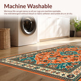 Ultra Soft Area Rug, Non Slip, Stain Resistant, Washable Area Rugs for Living Room, Bedroom, Transitional Cozy Tiled Motif(Orange)