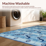 Ultra Soft Area Rug, Non Slip, Stain Resistant, Washable Area Rugs for Living Room, Bedroom, Elegant Blue Animal Motif(Blue)