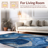 Ultra Soft Area Rug, Non Slip, Stain Resistant, Washable Area Rugs for Living Room, Bedroom, Dynamic Symmetrical Pattern Accents(Blue)