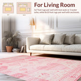 Ultra Soft Area Rug, Non Slip, Stain Resistant, Washable Area Rugs for Living Room, Bedroom, Trendy Light Pink Decor Piece(Pink)
