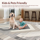 Ultra Soft Area Rug, Non Slip, Stain Resistant, Washable Area Rugs for Living Room, Bedroom, Modern Minimalist Geometric Motif(Gray)