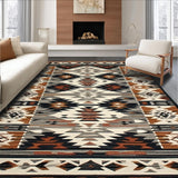 Ultra Soft Area Rug, Non Slip, Stain Resistant, Washable Area Rugs for Living Room, Bedroom, Unique Tiled Tribal Aesthetic(Brown)