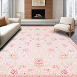 Ultra Soft Area Rug, Non Slip, Stain Resistant, Washable Area Rugs for Living Room, Bedroom, Sophisticated Minimalist Flower Style(Pink)